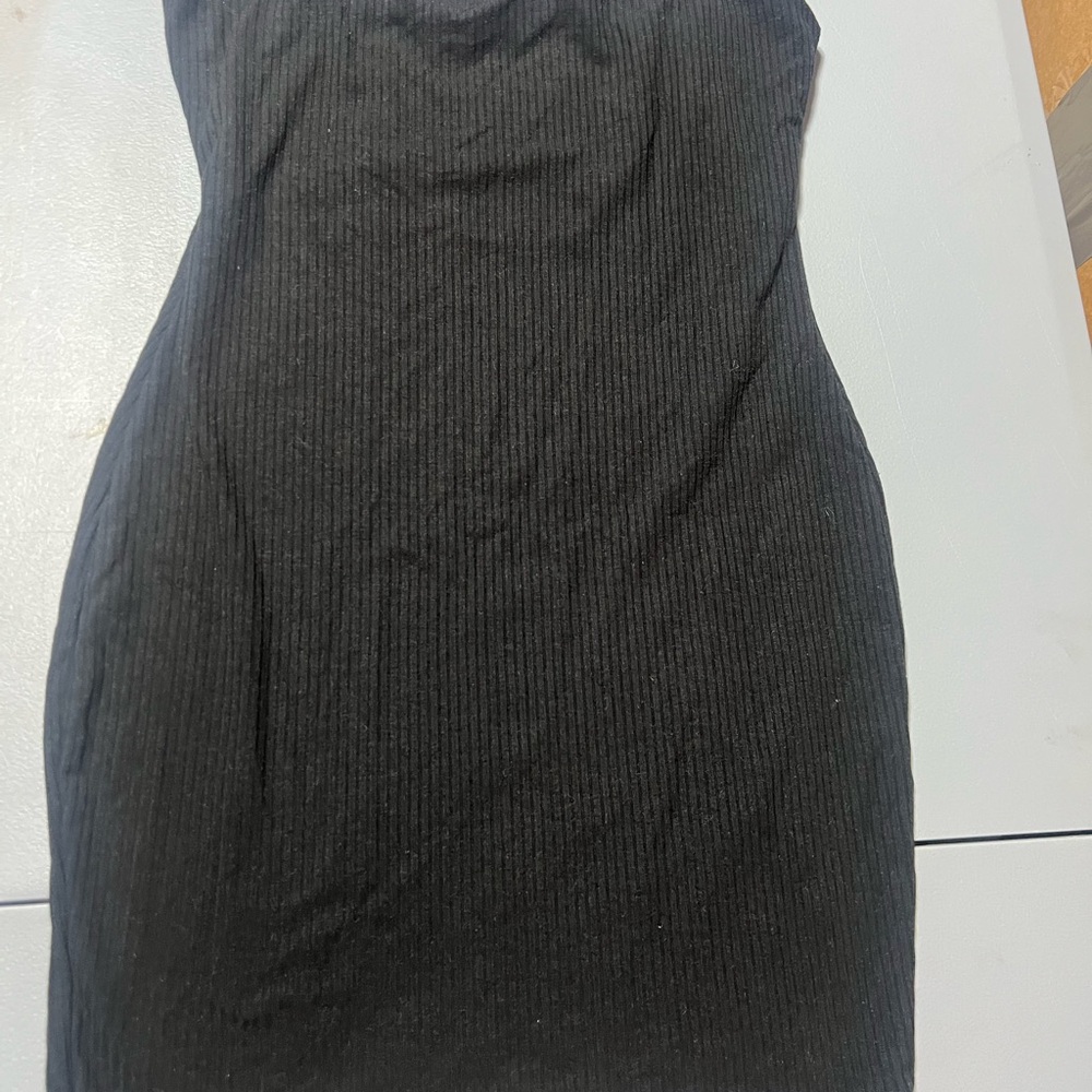 Black Ribbed Bodycon Dress